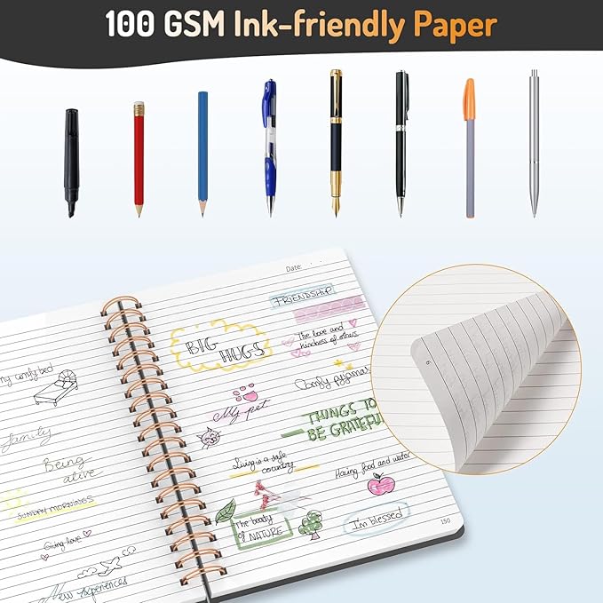 Forvencer Lined Spiral Journal Notebook with 300 Numbered Pages, B5 College Ruled Thick Journals for Writing with 100GSM Paper, Hardcover Notebooks with Contents for Work, School,olive green