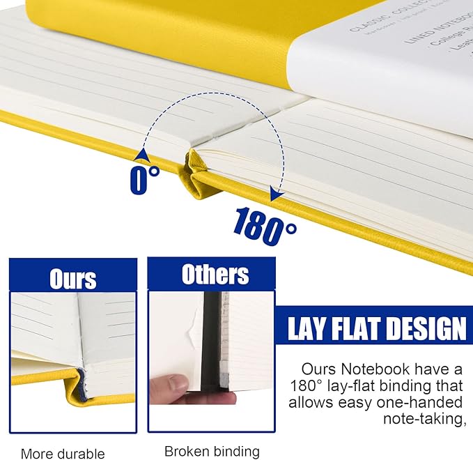 Lined Journal Notebook – Hardcover Notebook for Men & Women – Journals for Writing, Work, School, Home & Daily Notes, 160 Pages – Medium A5, 5.7"x8", 100 gsm Thick Paper (Bright Yellow)