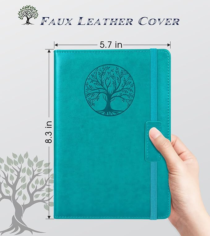 Biuwory Dotted Journal Notebook for Women Men, 160 Pages Hardcover Dot Grid Notebooks for Work, School & Travel, Leather Journals for Writing, Bullet Journaling 5.7"×8.3" (Blue)