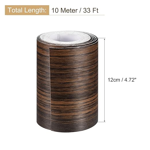 uxcell Wood Grain Tape, 4.72" x33 Ft Wall Paper Border Sticker Self-Adhesive Wood Grain Repair Patch with Scraper for Wall Corner Table Door Sofa Furniture Home Decor (Dark Cherry)