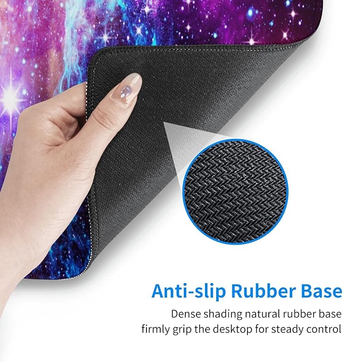 Outer Space Galaxy XL Large Mouse Pad with Stitched Edges Long Non-Slip Rubber Base Mousepad Nebula Astronomy Theme Laptop Keyboard Mat Desk Pad for Office Home Desk Decor, 31.5" X 11.8"