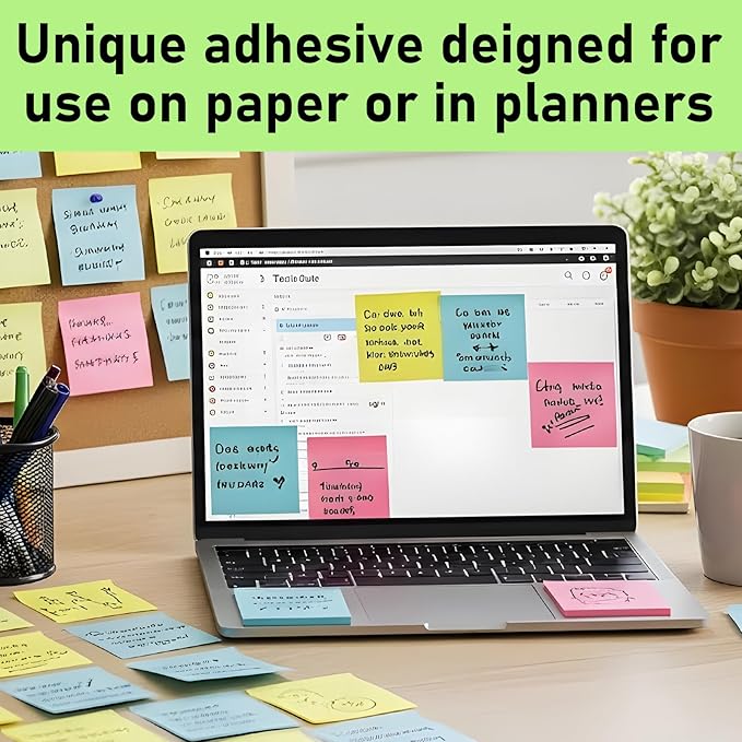 48 Pack Pop Up Sticky Notes 3x3, 8 Bright Colors Accordion Sticky Notes Bulk, Self Sticky Notes Pads for School, Office Supplies, Desk Accessories, Multicolor