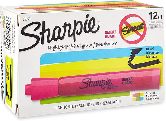 Sharpie Tank Style Highlighters Chisel Tip Assorted Box of 12