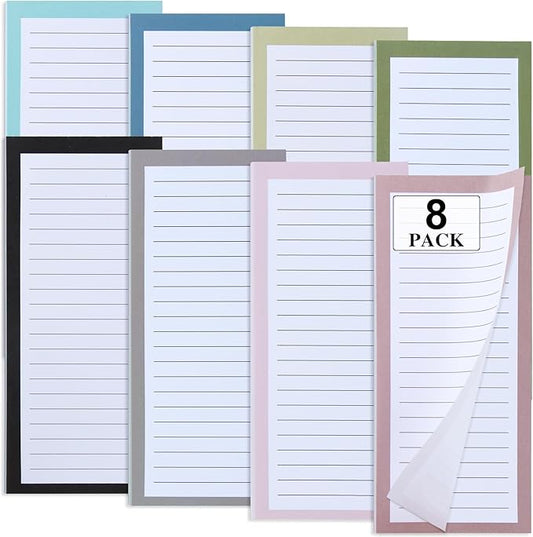 FLIPPED 8 Pack Magnetic Notepads for Refrigerator，Notepads Grocery List Magnet Pad for Fridge,Full Magnet Back Design Notepad for Grocery List, Shopping List, To-Do List, Reminders