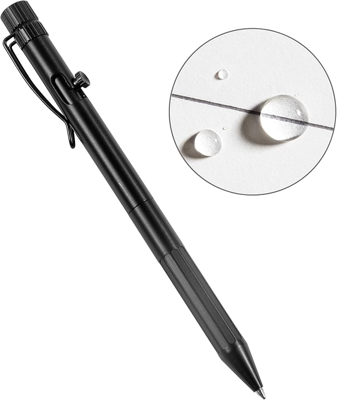 Rite in the Rain Weatherproof Bolt-Action Matte Black Metal Pen, Black Ink (No. BK16)