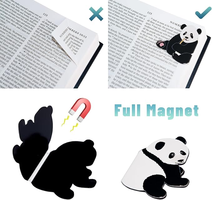 Bible Tabs with Magnetic Panda Bookmark, Bible Tabs for Women, Laminated Bible Tabs, Christian Gifts, Large Print Bible Tabs with Unique Sticker, Index Tabs Labels, Bible Study Supplies (Rainbow)