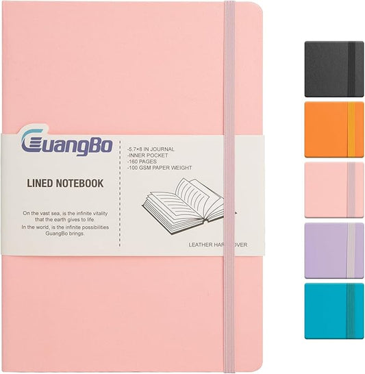Lined Journal Notebook for Work with 160 Pages, 5.6" x 8" Hardcover Notebooks Journals Medium Size for Writing Women Men