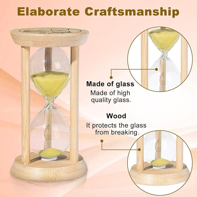SuLiao Wooden Sand Timer 3 Minute Hourglass, Beech Gold Sand Clock, Small Watch 30 Min Timer, Reloj De Arena, Hour Glass Sandglass for Home, Office, Decorative, Game, Classroom