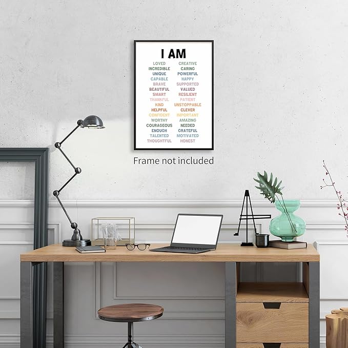 Daily Positive Affirmation Poster Mental Health Decor Motivational Wall Art Kids Room Decor Boost Confidence And Positive Mindset Unframed 24x36inch