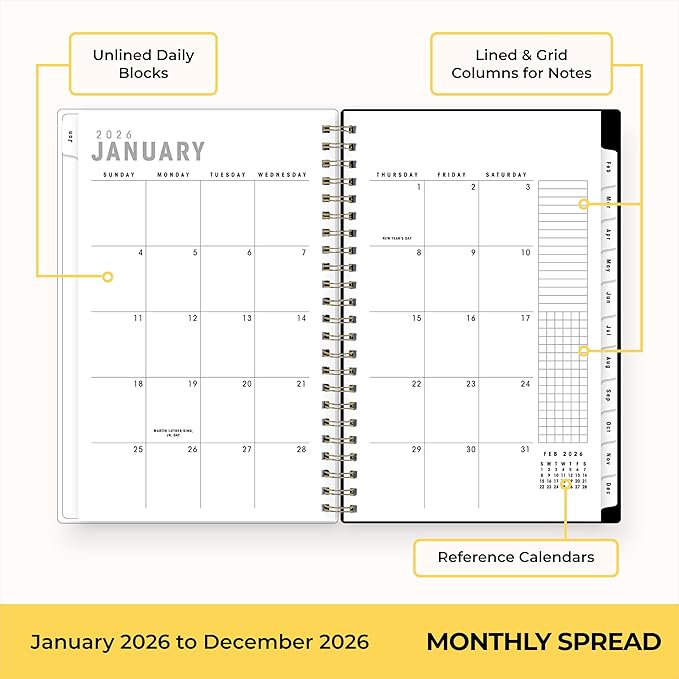 Blue Sky Artisans & Makers Sara Harding 2026 Weekly and Monthly Planner, January 2026 - December 2026, 5" x 8", Flexible Cover, Durable Wire Binding, Laminated Tabs, Pocket, Stickers, Butterflies