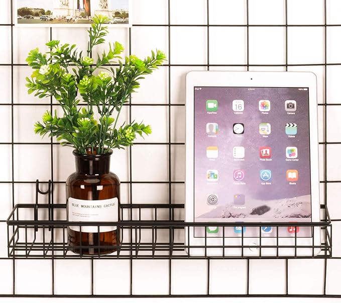 Kaforise Vinyl Dipped Wire Wall Grid Panel, Multifunction Photo Hanging Display and Wall Storage Organizer, Pack of 1, Size 39.4" X 31.5", Black