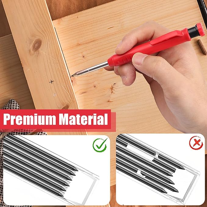 36 Pcs 2.8mm Pencil Lead Refills for Carpenter Mark Pencils Solid Deep Hole Mechanical Construction-Pencil Replacements Study Leads for Architect Woodworking Marking Scribe Tools, Black