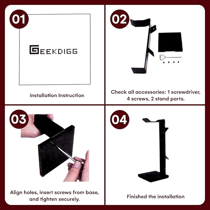GeekDigg Headphone Stand Gaming Headset Holder For Desk Cable Organizer & Cellphone Stand for All Headphones Size headphone Holder Set for Gaming PC Accessories Gaming Station Transparent