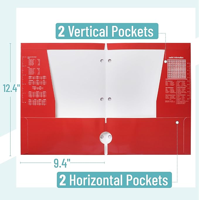Mr. Pen- 4 Pocket Folders, 4 Pack, Vibrant Colors, 3 Hole Punched, School Folders with Pockets for 3 Ring Binder