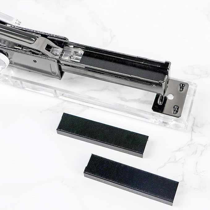 NatSumeBasics Clear Stapler with Black Staples, Standard Staper with 1000 26/6 Staples for Desk Home School Office Stationery Supplies Accessories Decoration (Black)