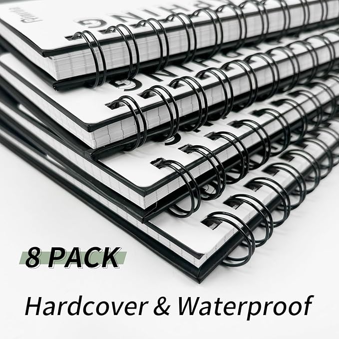 Graph Paper Notebook Spiral Notebook 8.5" x 11" 8 Pack Grid Paper Notebook Graph notebook Engineering notebook 120 Pages 100 GSM Thick Graphing Paper Notebook Hardcover Journal for School