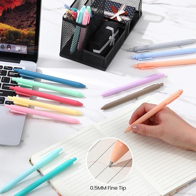 72 Pcs Colored Retractable Gel Pens Pastel 0.5mm Fine Point Cute Colorful Gel Ink Pens Quick Dry for Writing Drawing Journaling Note Taking Office Home(Classic Color)