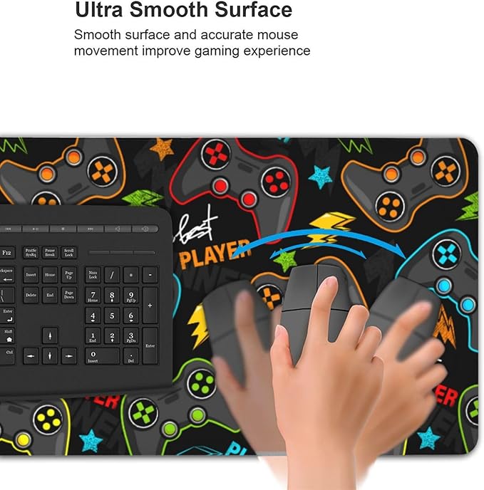 Video Game Controller Mouse Pads XXL Extended Mousepad with Stitched Edges Gaming Joysticks Non-Slip Rubber Base Computer Keyboard Pad Desk Mat for Home Office Desk Decor, 35.4" X 15.7"