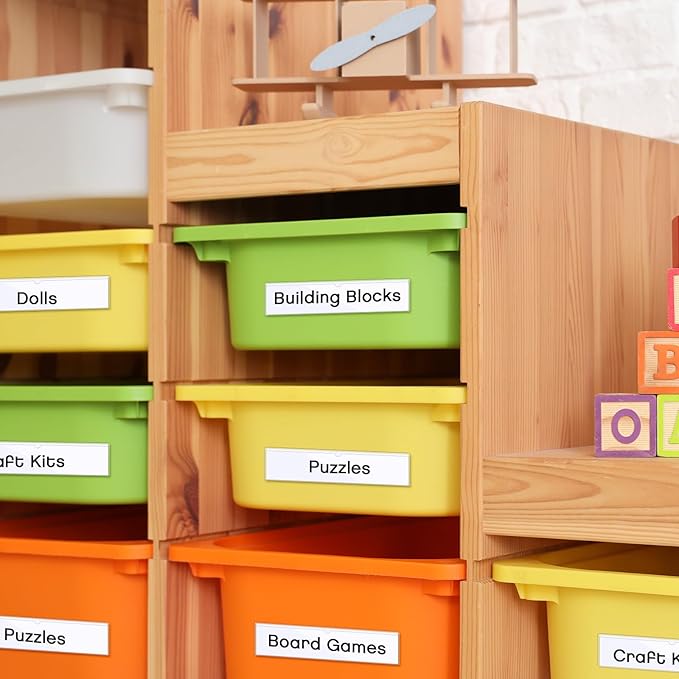 Chinco 30 Pcs Self Adhesive Pockets, Bin Labels for Storage Bins, Clear Pocket Label Sleeves, Plastic Index Card Holder with Top Open for Organizing Bins Box Drawer(14 x 4 Inches)