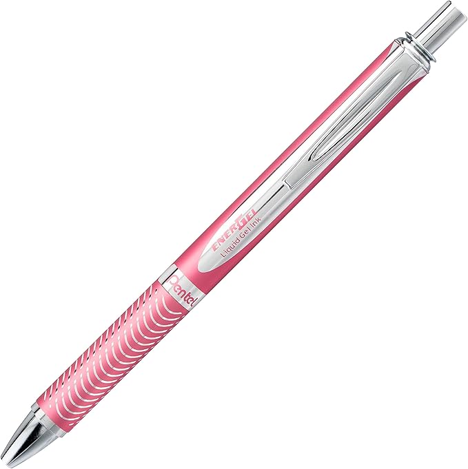 Pentel PINK BCA EnerGel Alloy RT Premium Liquid Gel Pen, (0.7mm), Medium Line, Pink Barrel, Black Ink, 1 Pack (BL407PBPA)