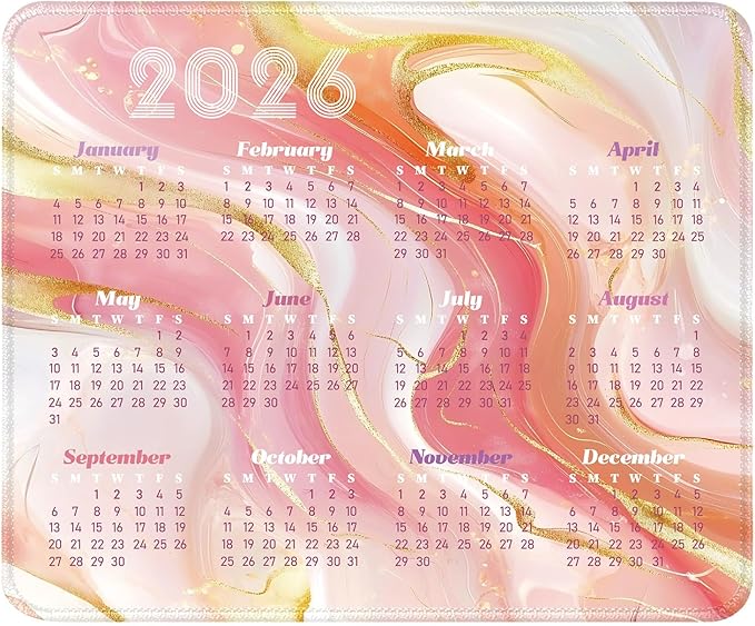 2026 Calendar Desk Pad Mat with Stitched Edges and Non-Slip Rubber Base, Premium-Textured Mouse Pad for Laptop, Computer & PC, Gaming & Working, Waterproof Mousepad