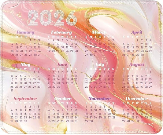 2026 Calendar Desk Pad Mat with Stitched Edges and Non-Slip Rubber Base, Premium-Textured Mouse Pad for Laptop, Computer & PC, Gaming & Working, Waterproof Mousepad