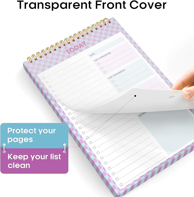 6 Pack of To Do List NotePad, Aesthetic To Do List Notebook for Work With 52 Sheet For Daily Tasks and Goal Setting, Undated Daily Planner Perfect for Office, Home and School Supplies - Lavender Checkered