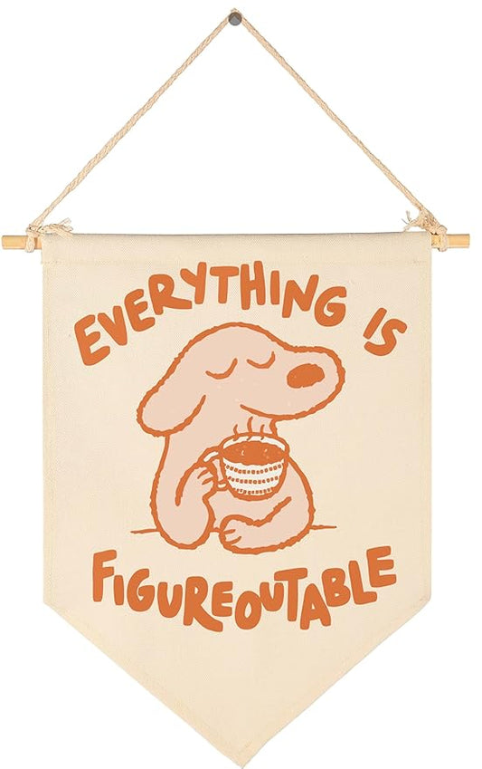 Everything Is Figureoutable-Dopamine Banner Flag Sign Wall Decor Gift for Boy Girl Kid Teen Nursery Classroom Playroom Reading Room-Baby,Shower,Reveal,Birthday Christmas Gift