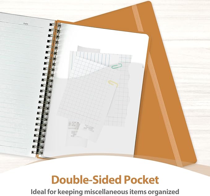 VALOME Journaling Notebooks, A5 Lined Spiral Notebook for Women & Men, 146 Pages College Ruled Hardcover Note Book for Work, Note Taking, Journaling, School, Writing (Orange)