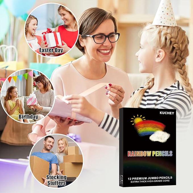 Easter Basket Stuffers for Teens, Easter Basket Essentials, Girl Boys Art Supplies Trendy Stuff 12 Colored Rainbow Pencils, Birthday Party Favors Arts and Crafts 5-12 Year Old