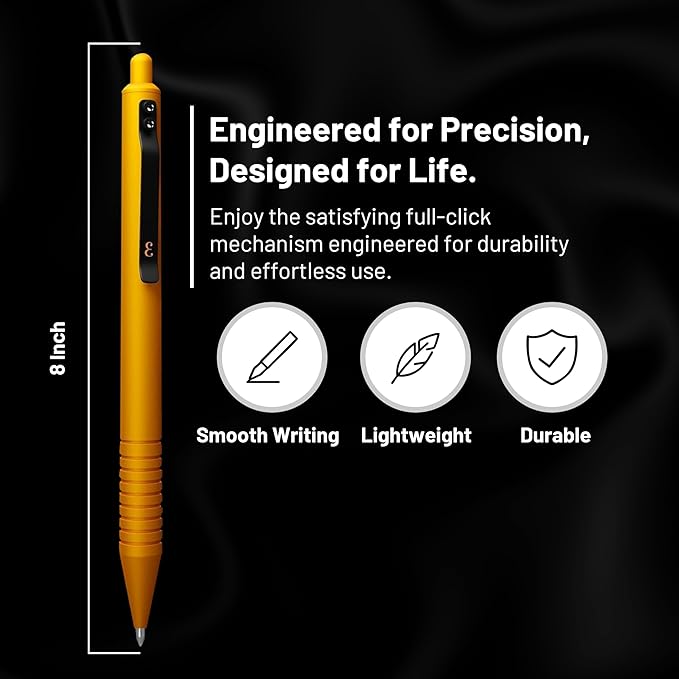 Everyman Amber Grafton Super Matte Full Click Refillable Gel Pen | Durable EDC Writing Tool with Deep Grip | Smooth 0.7mm Ink Flow for Daily Use, Notes, Journaling, and Office Essentials