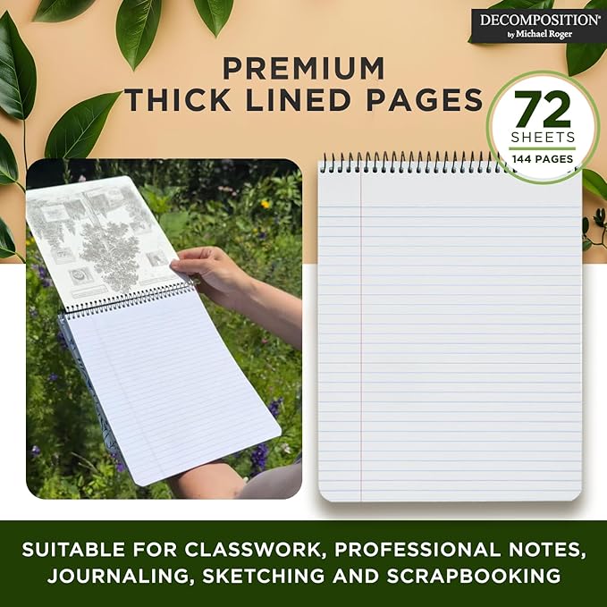 Decomposition Everglades Top Bound Spiral Notebook – 7.5 x 9.75 Journal, College Ruled Lined Pages – Left-Handed Friendly Notebooks Ideal for Students, Artists & Office Professionals – Made in USA