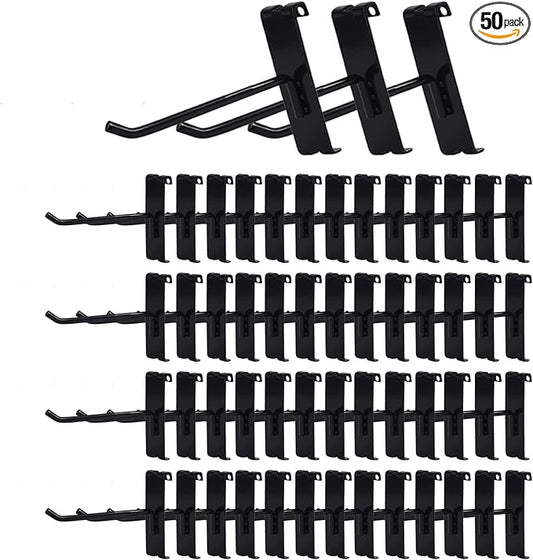 Gridwall Hooks 4 Inch,50PC Display Hooks for Grid Wall, Heavy Duty Gridwall Hook for Grid Wall Panel, Gridwall Peg Hook,Black