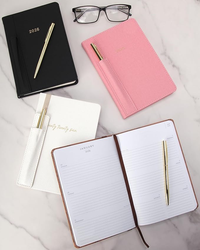 WORLD TRAVELER 2026 Planner - Weekly and Monthly Planner - 6x8 Planning Notebook & Calendar Agenda with Pen, Size 6X8, Brown Map