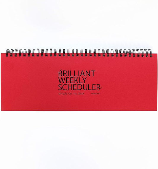 PAPERIAN Brilliant Weekly Scheduler - Wirebound Undated Weekly Planner Pad Scheduler (Red)