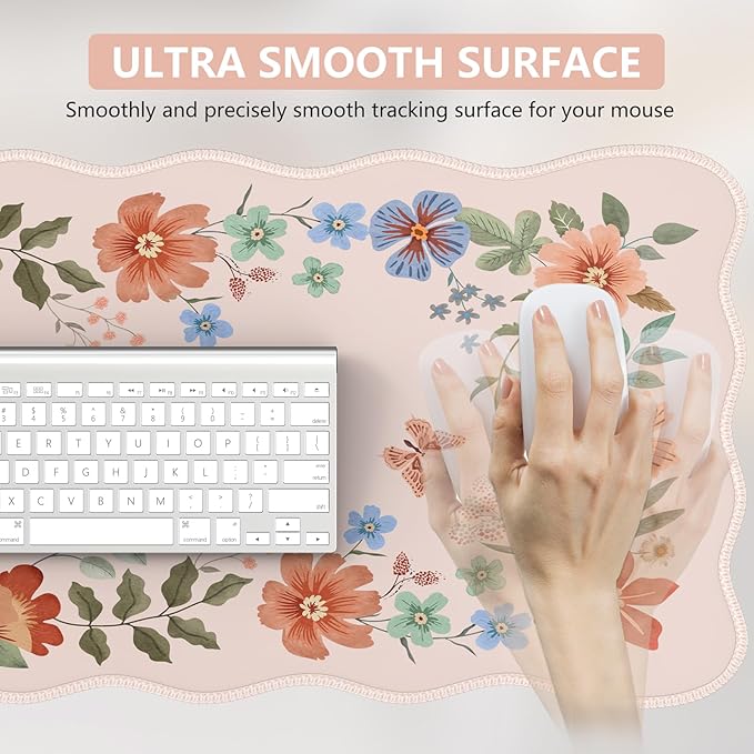 iCasso XXL Large Mouse Mat, Anti-Slip Big Mousepad with Stitched Edges, Keyboard Mat for Desktop(Light Pink)