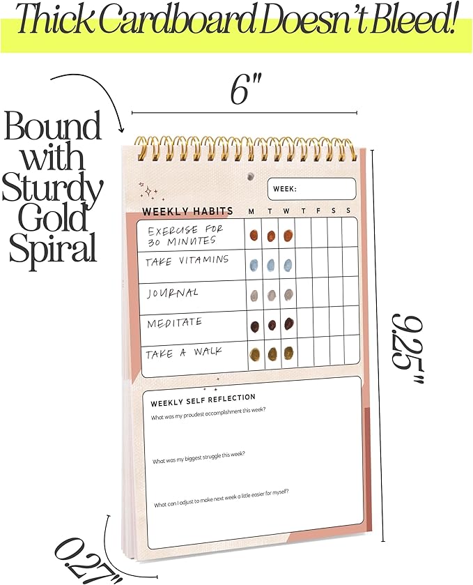 I Know Collection Weekly Habit Tracker Journal - 17-Week Goal Planner & Self-Care Journal - Spiral-Bound Wellness & Productivity Tracker - Daily, Weekly, and Monthly Habit Calendar (Pack of 2)