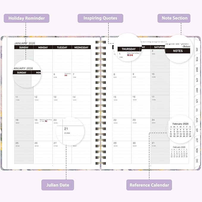 2026 Planner, Weekly and Monthly Calendar Academic Planner, Jan 2026 - Dec 2026, 8.5‘’ x 11'', Planning Agenda Book for Desk Accessories and School Supplies - Letter Size