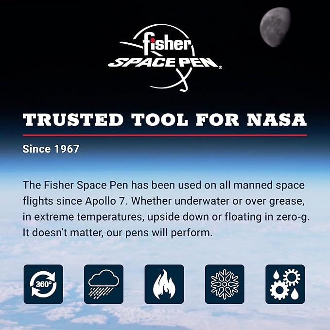 Fisher Space Pen Bullet Space Pen, Chrome Pressurized Ballpoint Pen, Compact Pocket Size, Writes Upside Down and in Extreme Temperatures, Smooth Black Ink, Medium Point, Made in the USA