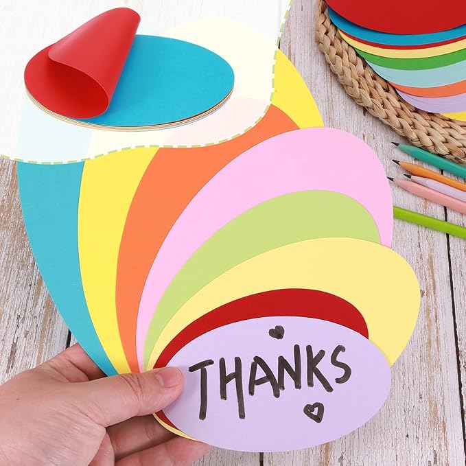 MECCANIXITY Oval Card Stock 7.1 Inch Width 11.8 Inch Length 30 Pcs 50lb/180gsm Colored Cutouts Paper Thick Cardstock Coaster for Craft Bulletin Board Decor, Assorted Color