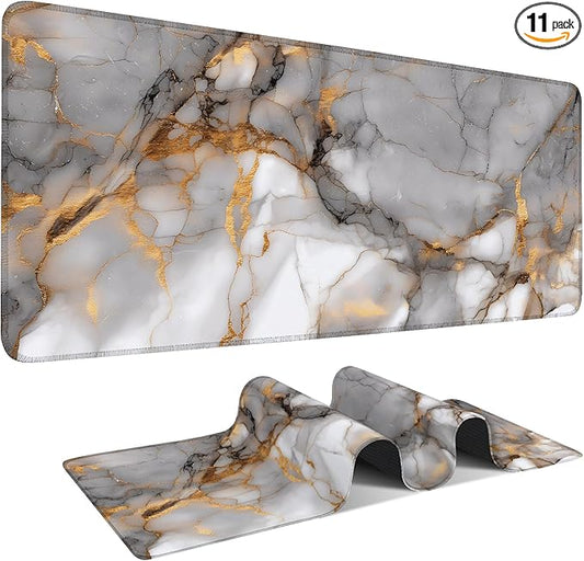 Marble Stripes Extended Gaming Mouse Pad 31.5x11.8inches Large Desk Mat Anti-Slip Rubber Base & Durable Stitched Edges for Gamers Smooth Mouse Writing Surface for Desk Office/Home