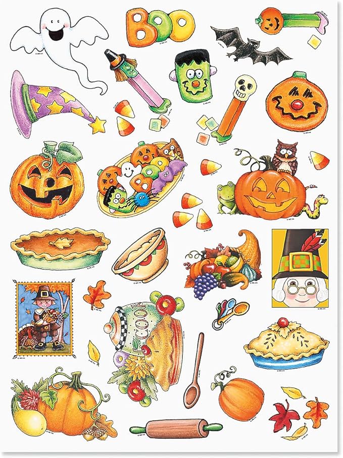 Current Mary Engelbreit Year-Round Holidays Sticker Variety Pack - 6 Sheets, 202 Assorted Stickers for Kids, Teachers, School, Scrapbooking, Journals, Planners, Calendars, Crafts & Greeting Cards