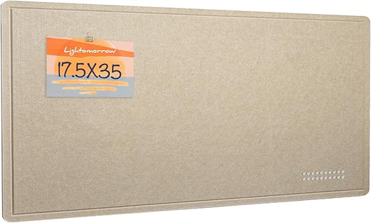 Bulletin Board, 35 x 17 1/2 inches Felt Board - Decorative Pin Board, Cork Board Alternative for Wall, Foldable Self-Adhesive Vision Board Prayer Board with 20 Pushpins Beige Brown