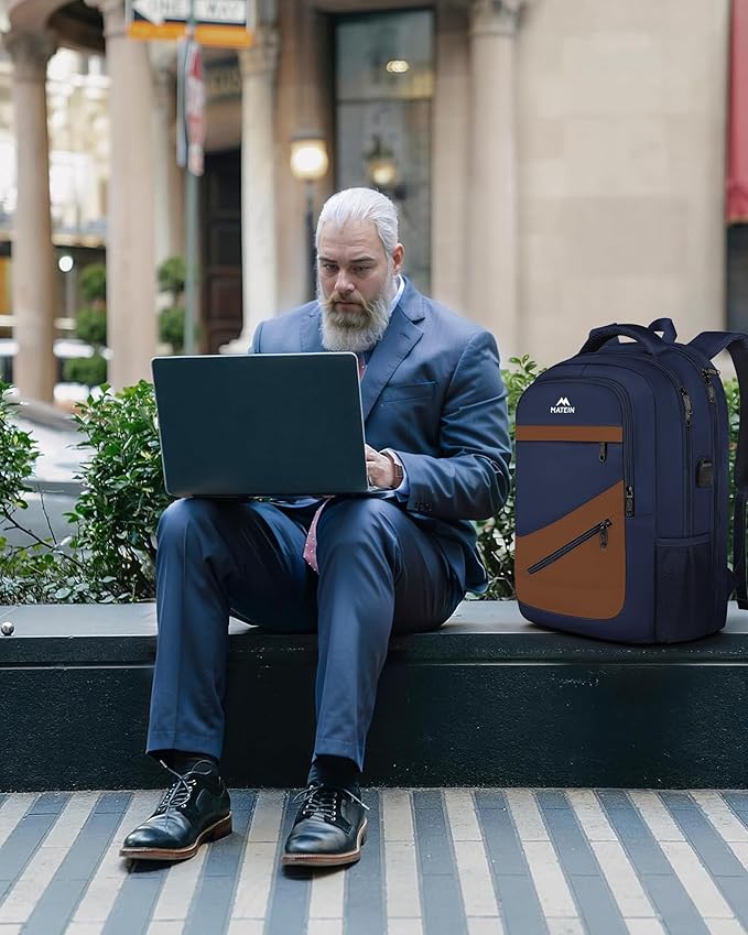 MATEIN Travel Backpack for Men with USB Charging Port, TSA Friendly Carry On 17.3 Inch Laptop Backpack with Luggage Strap, Water Resistant Flight Approved Work Business College Daypack Bag for Men