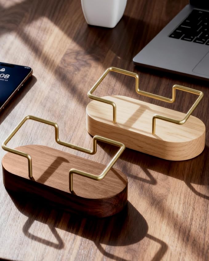 Wood Business Card Holder Desk, Creative wooden business card display stand, Office Essentials, Minimalist Office Decor (Walnut 2pack)