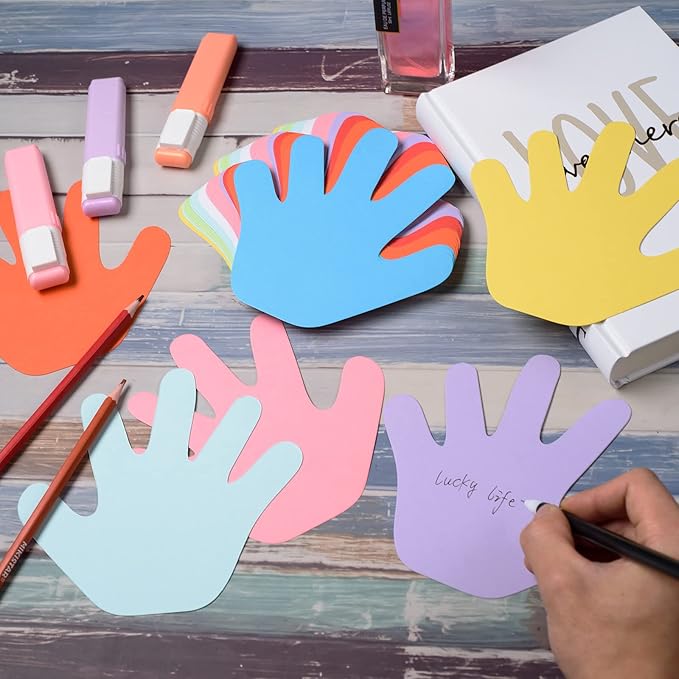 72 Pieces Hand Cutouts Paper Hand Shape Cut-Outs Assorted Color Handprint Shape Cutouts Blank Creative Paper Cutouts for Kids DIY Craft Art Project Home School Classroom Decorations