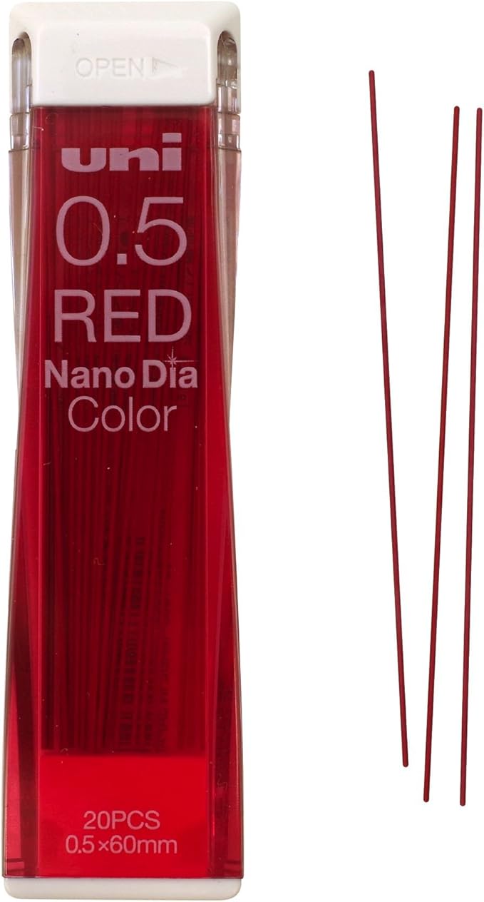 Uni Mechanical Pencil Lead NanoDia Color Red 0.5mm 20leads