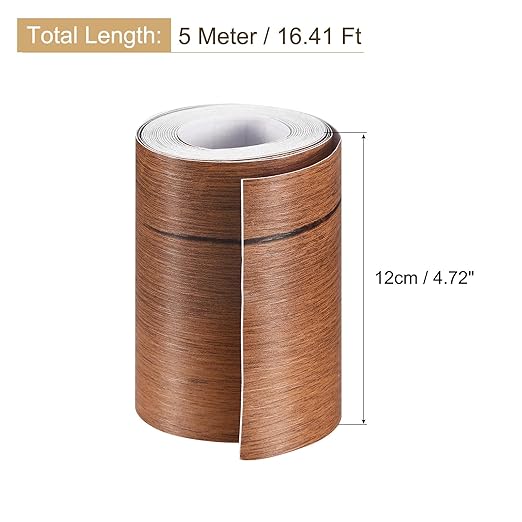 uxcell Wood Grain Tape, 4.72" x16 Ft Wall Paper Border Sticker Self-Adhesive Wood Grain Repair Patch with Scraper for Wall Corner Table Door Sofa Furniture Home Decor (Red Oak)