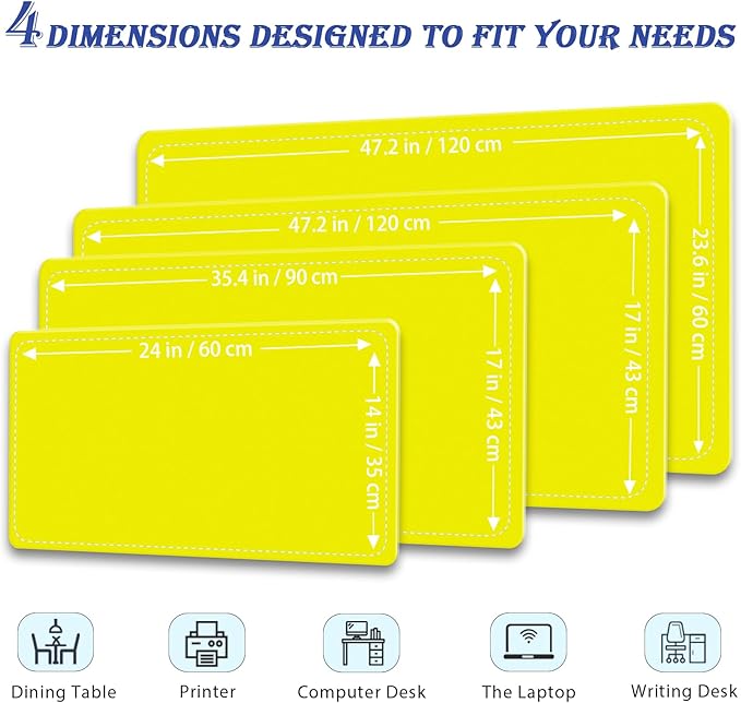 Large Desk Pad, 47.2" x 17" PU Leather Desk Mat for Desktop, Non-Slip Office Desk Mat for Desk, Desk Blotter Pad, Waterproof Computer Pad for Desk, Keyboard Mats for Home & Office (Lemon Yellow)