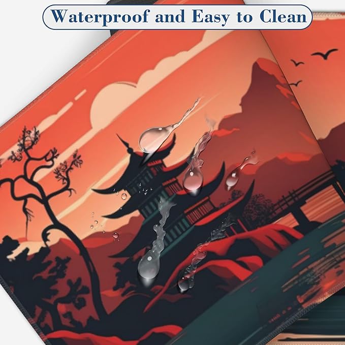 Large Gaming Mouse Pad for Desk Pavilion at Sunset Big Desk Mat Mountain Lake Extended Mousepad with Stitched Edge and Non-Slip Base Computer Keyboard Mouse Mat for Home Office Work, 11.8 x 31.5 Inch